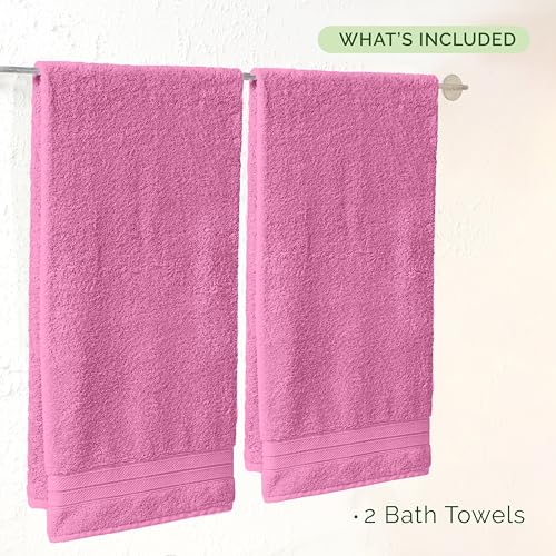 Image of Elegant Comfort Three Line Popcorn Towel Set for Bathroom 27 x 54 inches, Premium Hotel Quality 2-Pack Bath Towels, 100% Turkish Cotton, Soft and Durable, Quick Dry and Highly Absorbent, Light Pink
