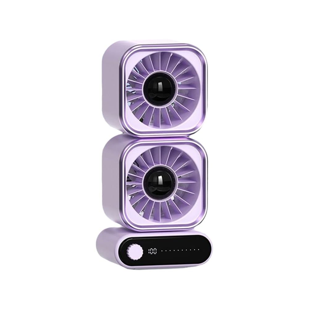 Hndhbfgrt High-Speed Desktop Fan 100 Speed Adjustable Dual-Head Rotating Air Circulation 4000mAh Battery Rechargeable C