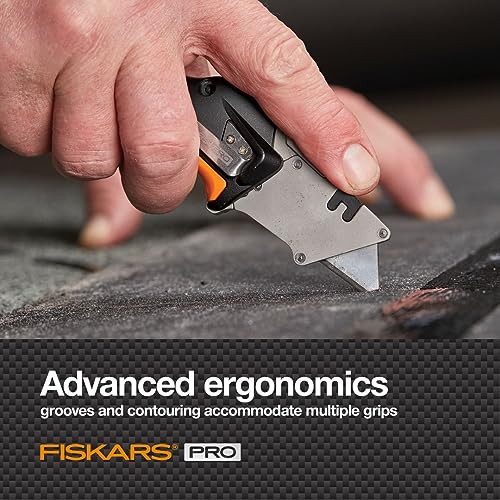 Estilete dobrável Fiskars Pro, com lâmina CarbonMax, laranja/preto