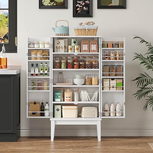 Kelodan 120 x 59 x 30 cm, armario de cocina, aparador, espacioso armario de almacenamiento de 2 puertas con estante para puerta, armario de almacenamiento de estilo vintage, adecuado para cocina