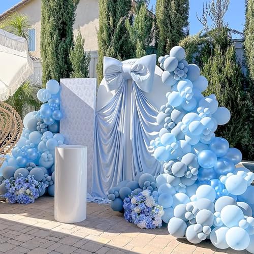 Image of 108Pcs Double Stuffed Pearl Blue Balloon Garland Arch Kit