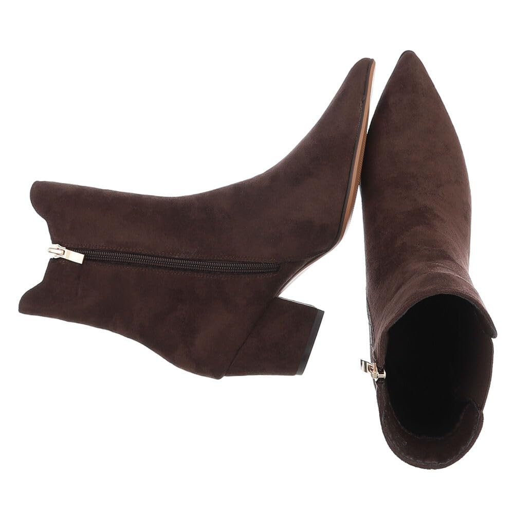Ital Design Damen Stiefeletten mit Reißverschluss und Blockabsatz, spitze Form
