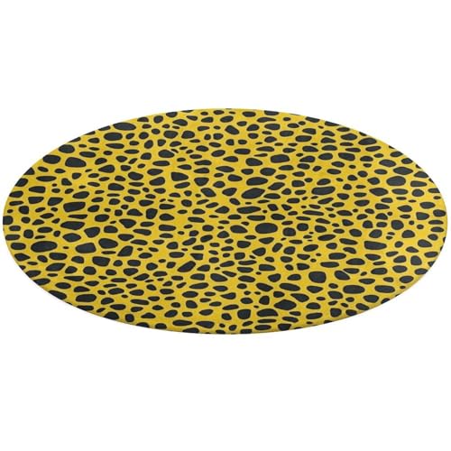 Grand tapis rond léopard 90 cm moderne et antidérapant pour salon
