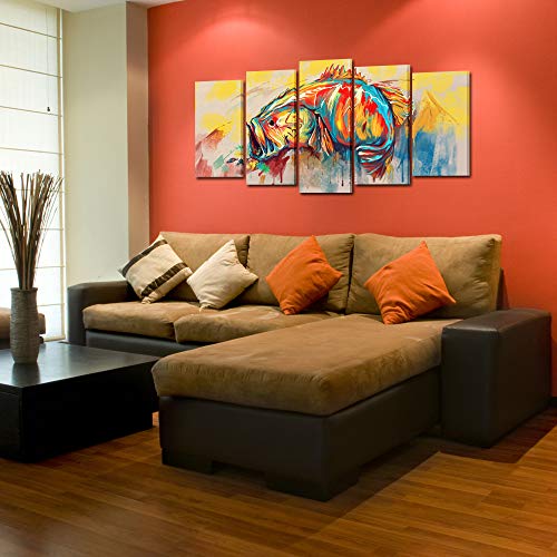 Kreative Arts 5 Piece Canvas Wall Art For Living Room Large Mouth Bass Fish Paintings Giclee Artwork Modern Home Decor Wooden Framed Poster And Prints Ready To Hang (Large Size 60X32Inch) #TOP3