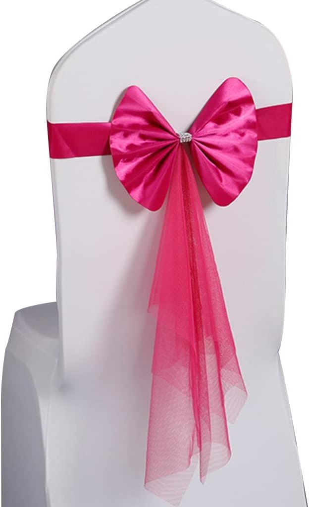 Chair Sashes for Wedding 10-100Pcs Elegant Bow Net Gauze Decoration Chair Bands Large-Scale Event Chair Back Decoration Birthday Party (Color : J Size :50) (H *50)