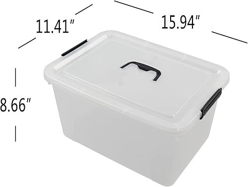 Miniatura 6 de Caja de plástico transparente de 18 litros con tapa, paquete de 4 contenedores transparentes para almacenamiento