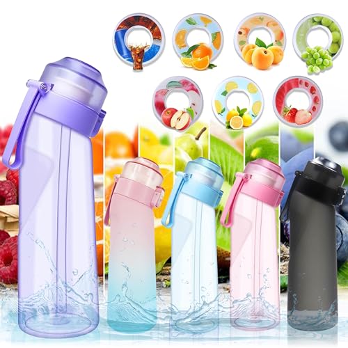 ArcShine Air Up Water Bottle Air Up Bottle with 7 Flavored Pods Multi Colors Fruit Scented Flavored Water Bottle for Kids Sports and Travel 650 ml Leak Proof Water Cup (Tranparent Purple)