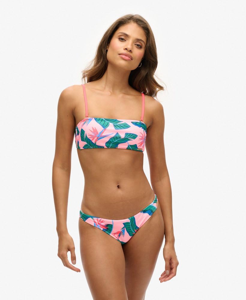Superdry Damskie wyrafinowane majtki bikini z tropikalnym nadrukiem