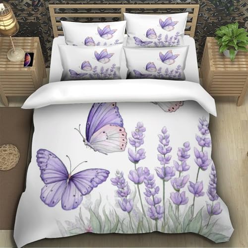 Parure de lit papillons violets 200x200 pour chambre d'ado - 5