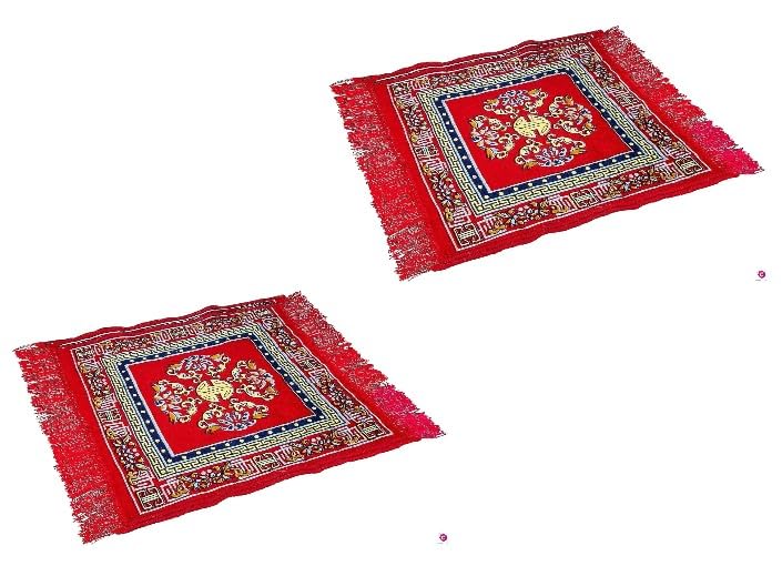 SriMaa Ventures Pack of 2 Velvet Prayer Rectangular Asan Square Shape & Soft Velvet Material Multipurpose Velvet Rug Size 60 X 60 Cm-image-1