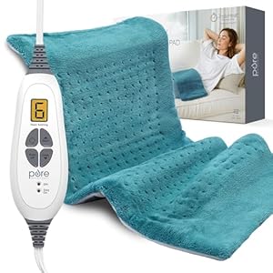 Almohadilla de calefacción con tecnología de calentado rápido Purerelief XL, tamaño King, 6 ajustes de temperatura y bolsa de almacenamiento conveniente (12 pulgadas x 24 pulgadas), Azul, 1