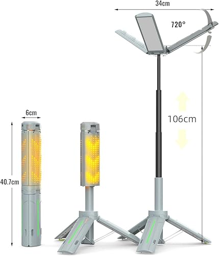Miniatura 9 de Luz telescópica de campamento LED de 10 W, linterna recargable de 8000 mAh con salida tipo C y USB, IP44 impermeable portátil regulable luz para