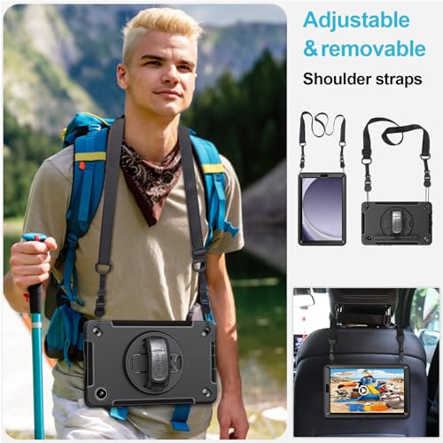 Case for Galaxy Tab A9 Plus 5G 2023: Heavy Duty TPU Cover for Samsung Tablet A9+ 11 Inch with Screen Protector- Stand - Handle - Shoulder Strap -S-Pen Holder- Black - Image 5