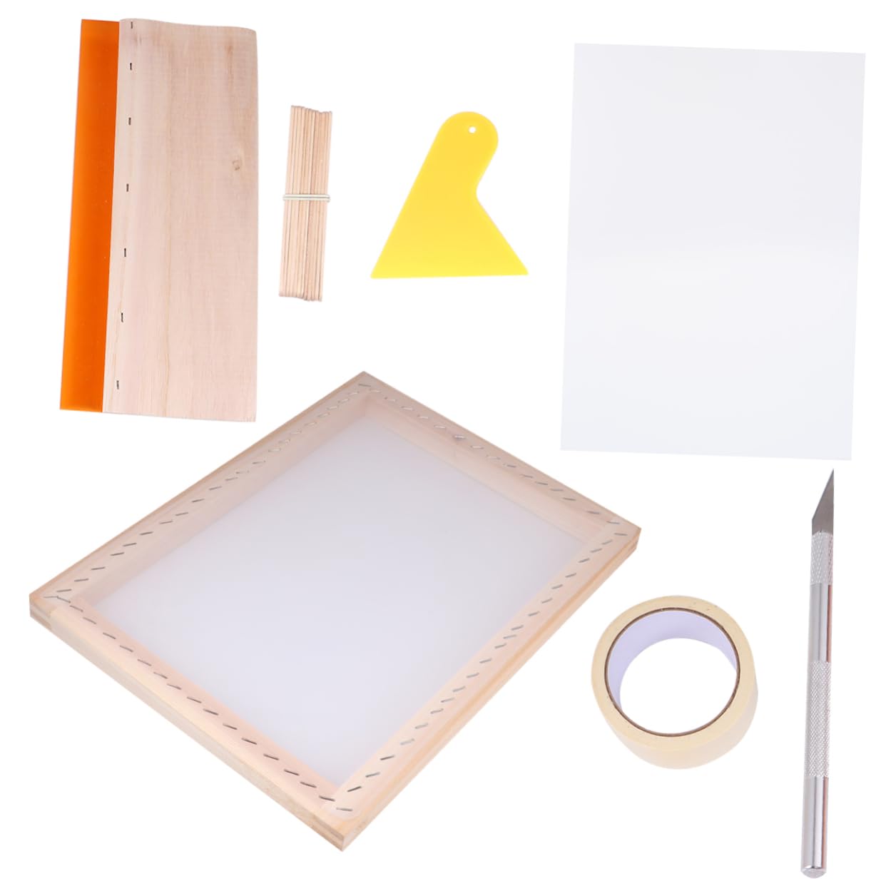 TEHAUX 1set Kit Di Stampa Serigrafica Professionale Con Raschietto e Pellicola Trasparente Nastro Maschera e Accessori Per Progetti Creativi Di Stampa