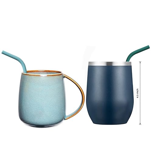 Miniatura 7 de Pajitas flexibles de silicona reutilizables y finas de 6.7 pulgadas para niños pequeños, niños y bebés, vaso de vino y yeti de 6, 10, 12 onzas, taza