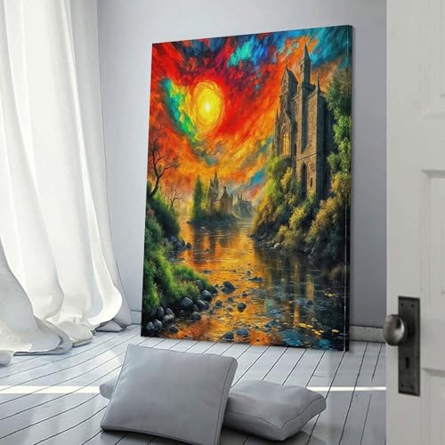Impression sur toile et décoration murale salon grand format 60x90cm coucher de soleil