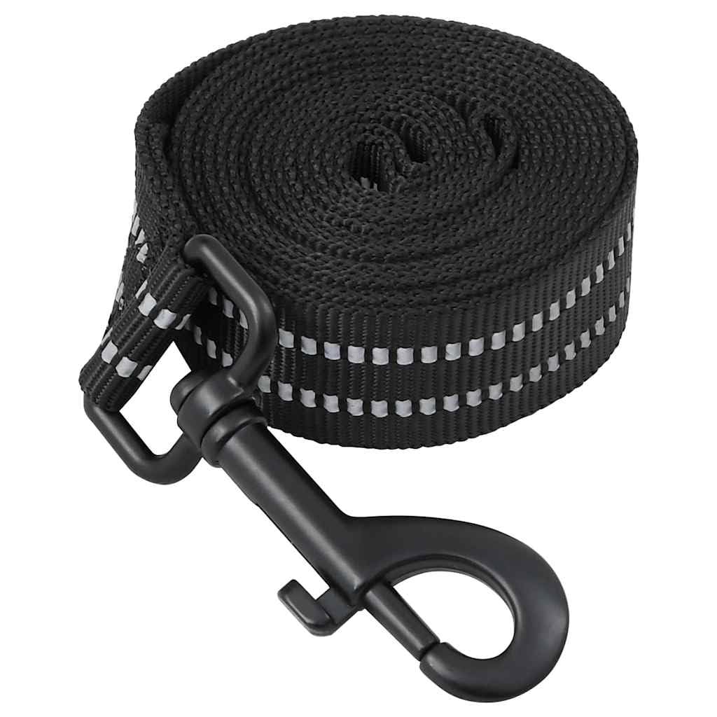 Arnés para perro con correa y collar ajustable negro M de poliéster con tiras reflectantes 4 correas 2 anillos para pasear al perro, entrenamiento, seguridad interior y exterior