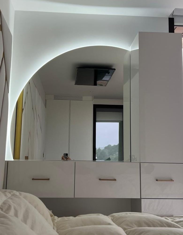 CustomGlass Espejo de Baño con iluminación Led Forma de Cuadrante Varias Medidas (Cuadrante 90x90 cm)