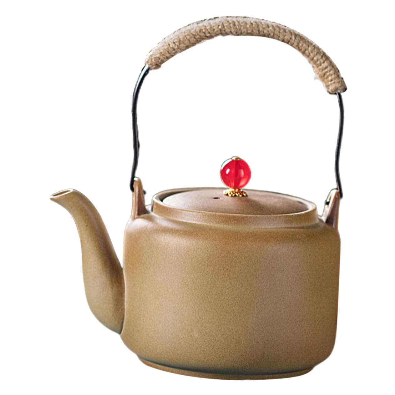 Théière En Céramique Rétro 1,2l Pot à Eau En Terre Cuite Cuisson Au Feu Ouvert Pour Infusion Thé En Vrac Usage Domestique Vintage Kungfu