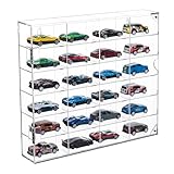 JUESHA Acrylic Display Case for 1/64 Scale Hot Wheels Storage, 6 Levels 24 Slots Toy Cars Showcase Wall Mount or Desktop, Clear Display Organizer for Diecast Matchbox Model Car Tabletop