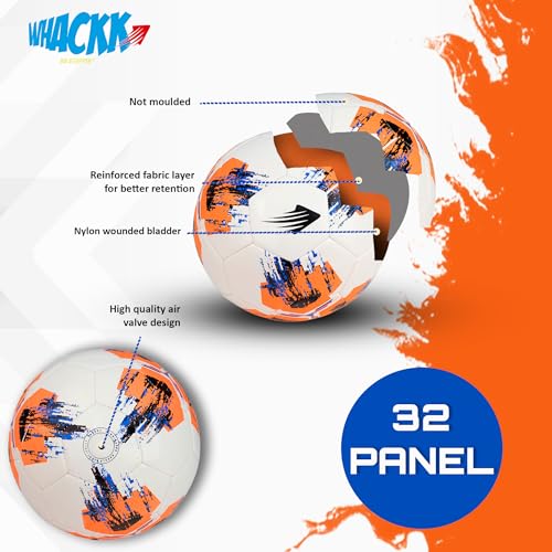 Image of WHACKK Zico HT-PU Football Orange Size 5 Soccerball Hand Stitched for Practice & Training - Original PVC Waterproof. 3 Layered Ideal Sports Ball for All Ages on Ground, Grass and Turf