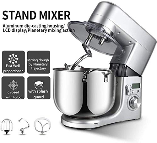 Müller Koch MK-6043 Teigknetmaschine 10L Knetmaschine Küchenmaschine 6 Geschwindigkeiten Impulseinstellung, LED-Anzeige K-Schläger, Teighaken, Schneebesen + Schüssel für Küche Backen Kuchen – Bild 3