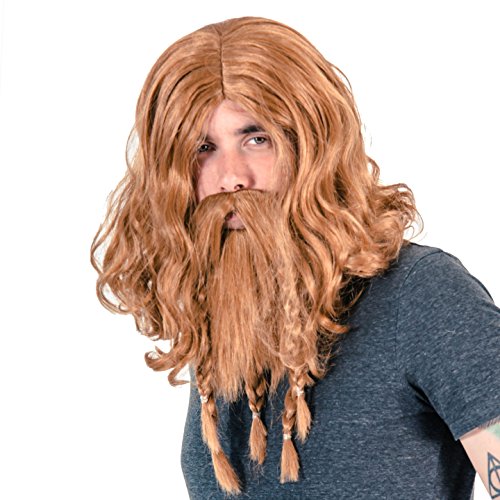 Adult Deluxe Viking Wig and Beard Costume Accessory Set (Brown)