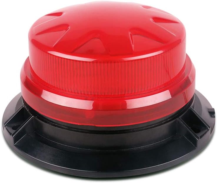 LED Strobe Light 12V-24V Red 12 LEDs Rotating Flashing Warning Safety Flashing Beacon Lights with Magnetic and 16 ft Straight Cord for Vehicle Forklift Truck Tractor Golf Carts UTV Car Bus (red)