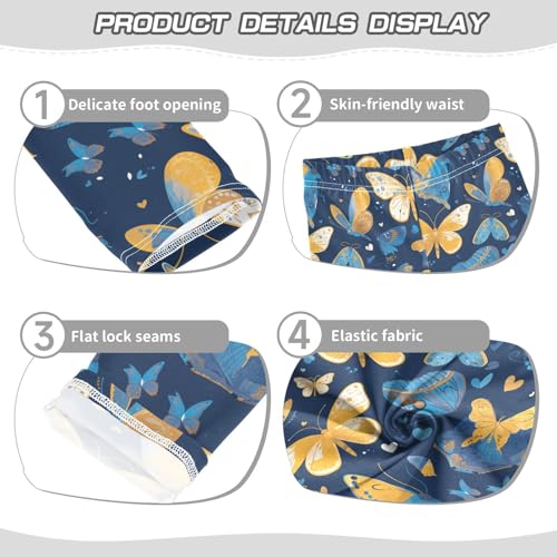 KLL Blue and Yellow Butterflies Girls Cotton Pants Soft Full Length Yoga Pants Running3