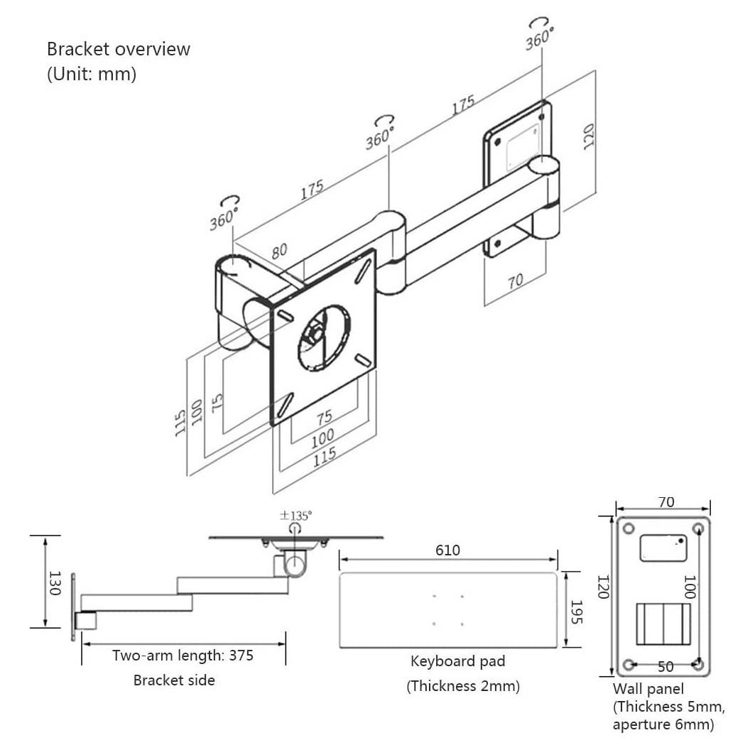 de teclado soporte para teclado soporte aAdjustable para teclado de pared mouse cajón teclado telescóo industrial de pared que ahorra espacio