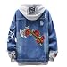 Produktbild HJXXQ Herren Jeansjacke Classic Trucker Jean Coat Leichte Casual 3D Gedruckte Rose Streitaxtmuster Distressed Outwear Tops,Dark Blue e,M