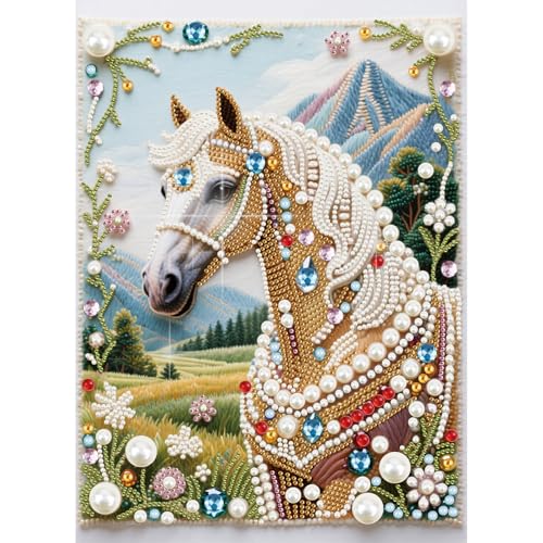 WSLWXSHM Pearl Diamond Painting Kits for Adults Horse 5D Special Shape Diamond Art Kits for Beginners Crystal Rhinestones Diamond Painting for Home Wall Decoration Gift 1216inch/3040cm Animal