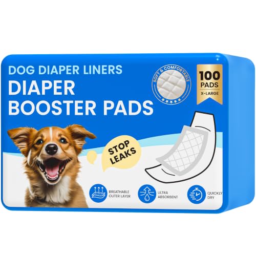 Image of Disposable Dog Diaper Liners Booster Pads for Male & Female Dogs - 100ct | Diaper Inserts fit Most Washable Dog Wraps and Belly Bands,X-Large