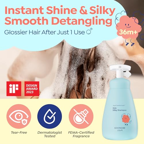 Image of GOONGBE Kids' Bath Time Set - Korean Silky Shampoo & Mild Body Wash - Complete Hair & Body Care for Sensitive Skin - Low pH, Silicone-Free Formula - Allergen Free Scent, 10.1 fl.oz each