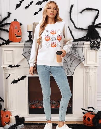 Womens USA Sweatshirt, Long Sleeve Crewneck Pullover with American Flag & Stripes Star Print - Casual Top