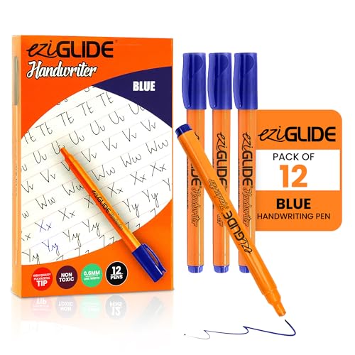 Eziglide Handwriting Pens Blue Pack of 12 For School & Home Learning