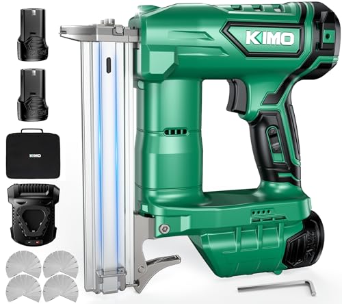 Image of KIMO Brushless Brad Nailer Cordless 18 Gauge Nail Gun with 5000PCS Nails | 2 Firing Modes,180 Nails /min, Adjustable Depth, 3‑Layer Safety Lock, LED Light, 2*12V 2.0Ah Battery & 1H Fast Charger for DIY