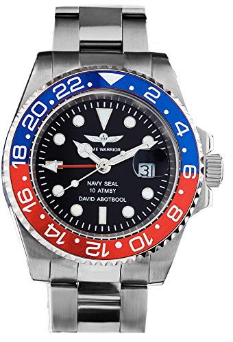 Time Warrior Navy Seal Swiss Men's GMT Watch, 316L CASE -Red and Blue Bezel, Ronda 505 Swiss Quartz Movement, Men's Watch Pro Diver Watch, Sapphire Glass (Red and Blue Classic) Time Warrior Navy Seal Swiss Men's GMT Watch, 316L CASE -Red and Blue Bezel, Ronda 505 Swiss Quartz Movement, Men's Watch Pro Diver Watch, Sapphire Glass (Red and Blue Classic)
