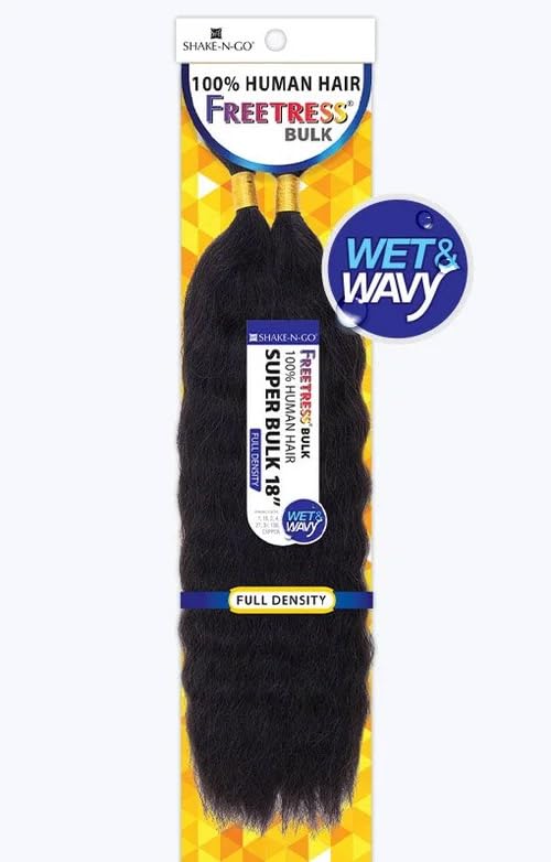 Shake-N-Go Human Hair Braids Wet N Wavy Super Bulk 18" (Color: 130)