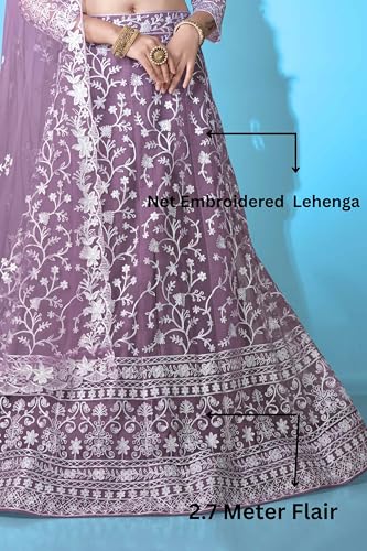Varni Net Embroidered Semi Stitched Lehenga Set - Image 6