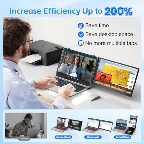 Image of Laptop Screen Extender, Ultra-lightweight 14 inch FHD 1080P IPS Dual Screen, Laptop Monitor Extender with USB-C /HDMI Port, Plug and Play Portable Monitor for 13-17 inch Laptops (Wins /Mac /Android / /Switch /PS5)