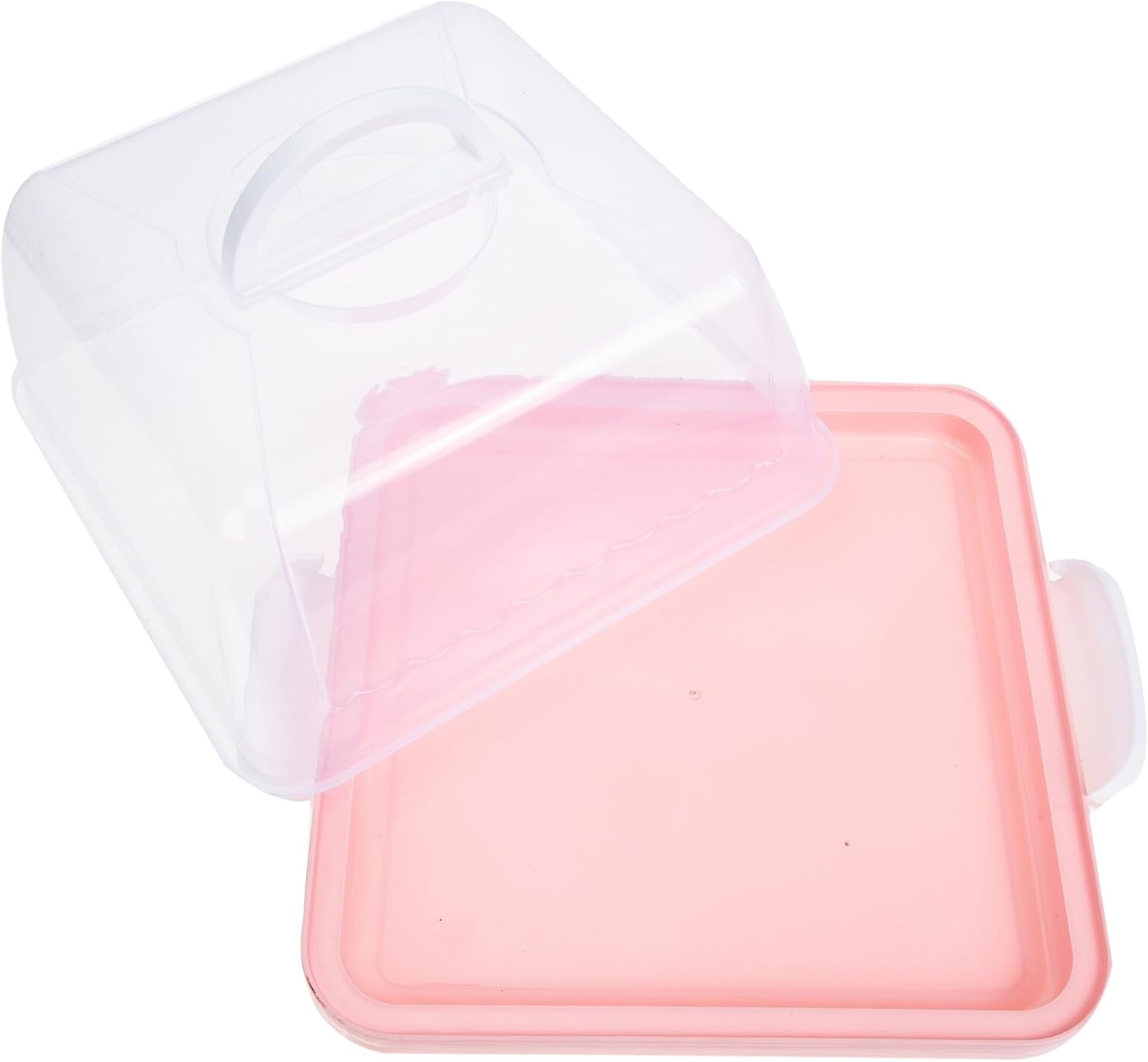 BESTOYARD Portable 8-inch Pink Plastic Cake Carrier Box with Handle, Thickened Birthday Cake Storage Container, Reusable Dessert Packing Case for Travel and Parties