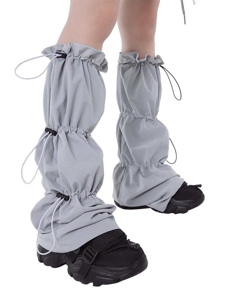 HYTENSUN Women Girls Leg Warmers Punk Kawaii Strappy Cool Goth Flared Socks Y2k Leg Baggy Socks