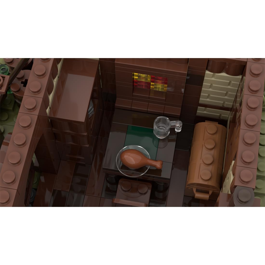 MOC Klemmbausteine Mittelalterliche Höhle Modul eines großen Dorfes Thema Modell, 1404 Teile Mittelalterliches Dorf Gebäude Set, MOC-112418