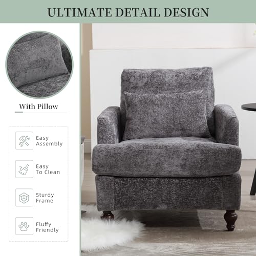 Sillón Chenille Plegable Gris miniatura 4