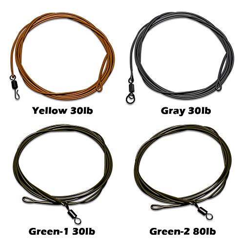 DECDEAL 1 M 30LB / 80LB Líder de Pesca Fio Líder de Linha com Anel Giratório Swivel Rápido Linha De