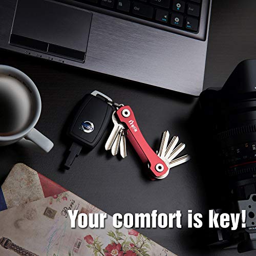 Smart Compact Key Holder & Key Organizer Keychain-Pro with Premium Accessories and Smart Key Ring/loop for Car Keys & Pocket Key Holder, Bottle Opener and Carabiner up to 20 Keys (Red))
