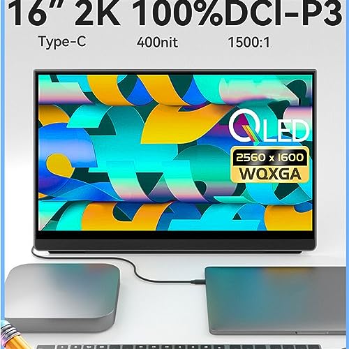 Image of Portable Monitors 16-inch 2.5K QLED External Screen 2560 * 1600 Resolution Laptop Expansion Screen Game Office External Screen