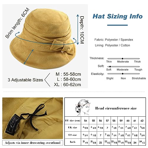 Comhats CM99088-1 Womens 1920 Vintage Fedora Bowler Cloche Bucket Church Derby Party Hat Fall Winter Floppy Ladies Black thumb #4