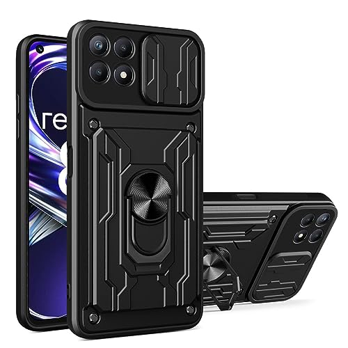 Elubugod Compatible with Realme 8i 4G Slot Phone Case,with Slide Camera Lens Cover Compatible with Realme 8i 4G RMX3151 Case Black
